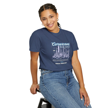 Adventure Awaits: Coruscant Travel Agency Navy T-Shirt